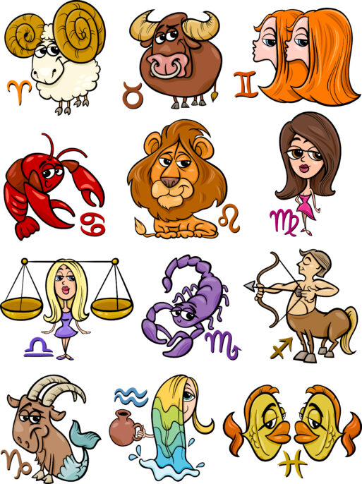 Cartoon Illustration of All Horoscope Zodiac Signs Set
знаки зодиака