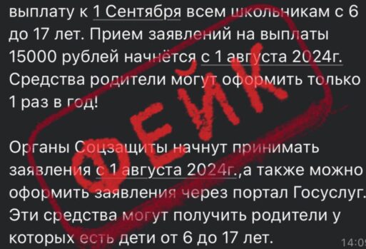 Минтруда Якутии: Информация о назначении выплаты школьникам — фейк!