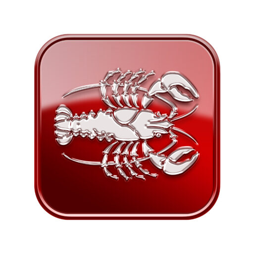 Cancer zodiac icon red, isolated on white background
Рак зодиак