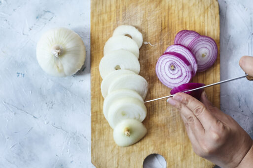 Cutting onions. Preparing salad, meal or dinner. Organic food.
Порезать лук