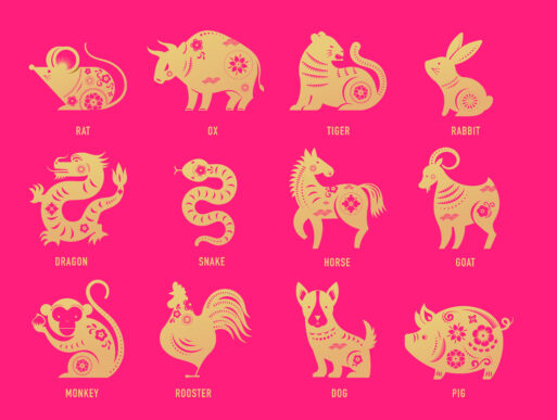 Chinese new year, zodiac signs, papercut icons and symbols. Vector illustrations
Восточный гороскоп