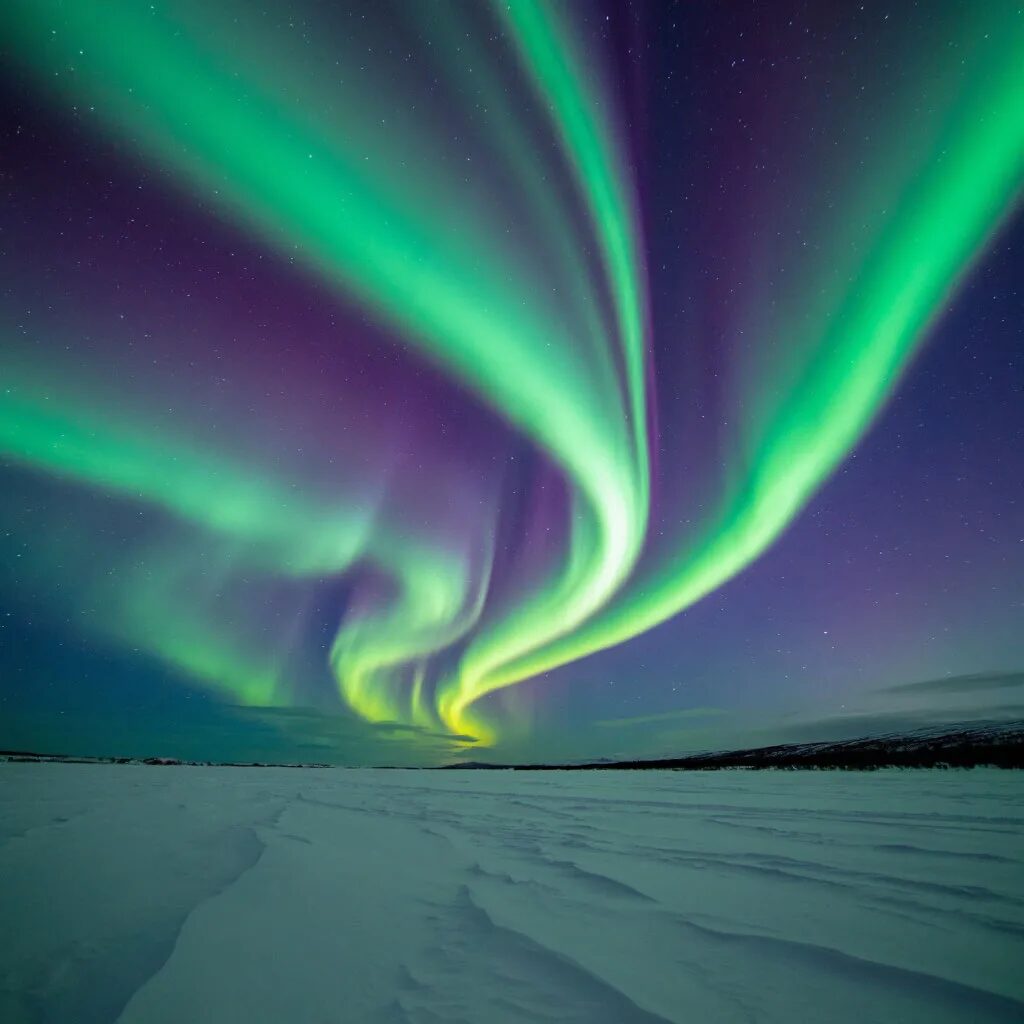 Над Россией расцвели полярные сияния