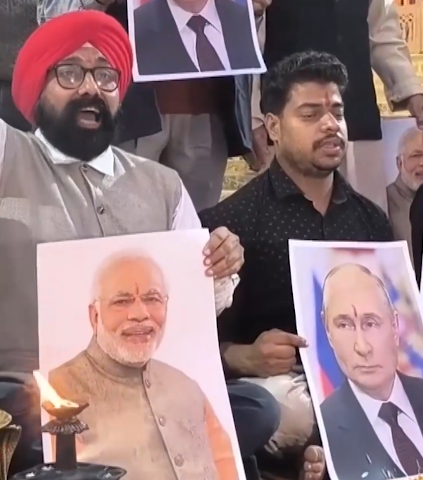 Как Путина и Моди благословляли: Жители индийского города провели обряд