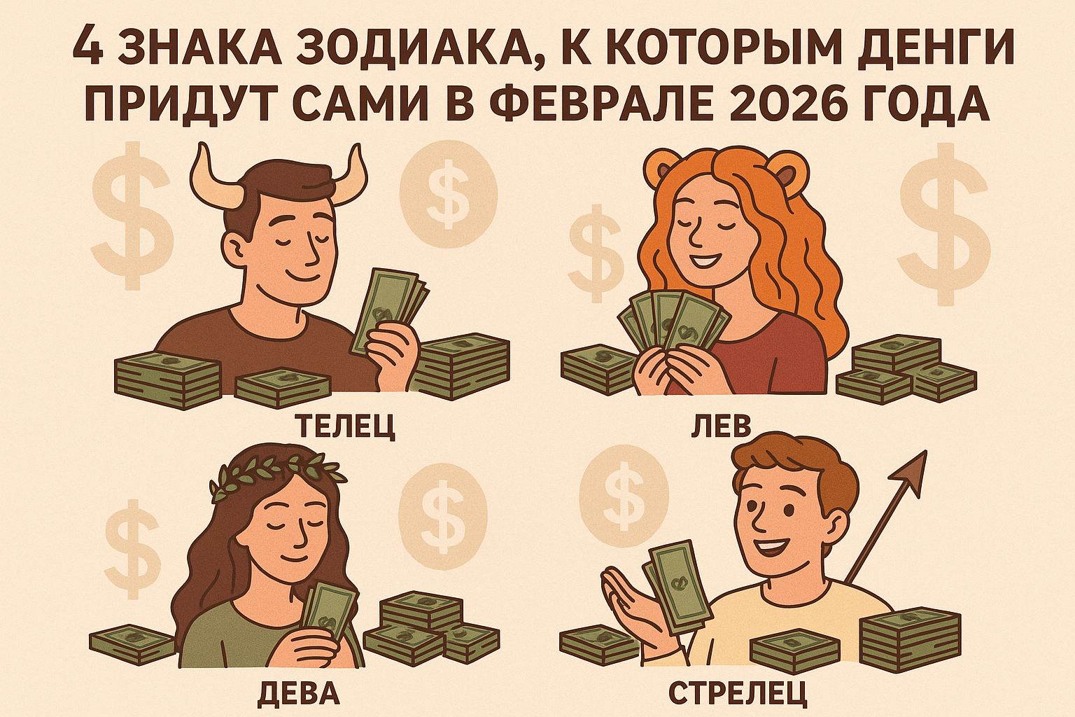 4 знака зодиака, к которым деньги придут сами в феврале 2026 года