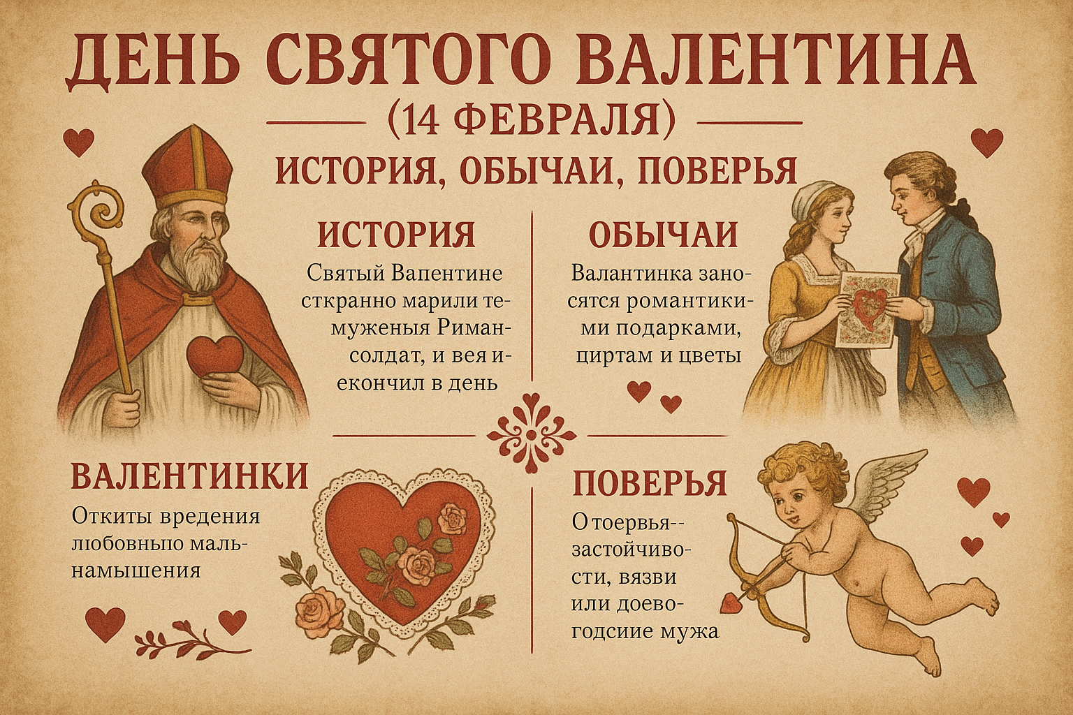 Валентинов день
14 февраля
день святого валентина