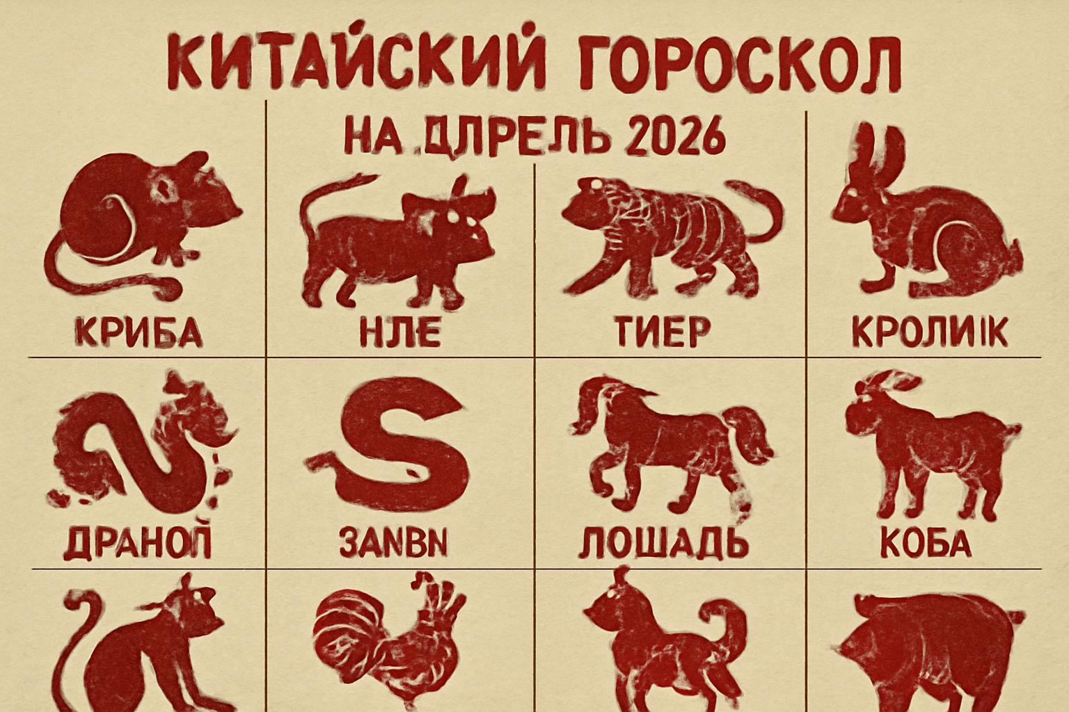 Китайский гороскоп на апрель 2026