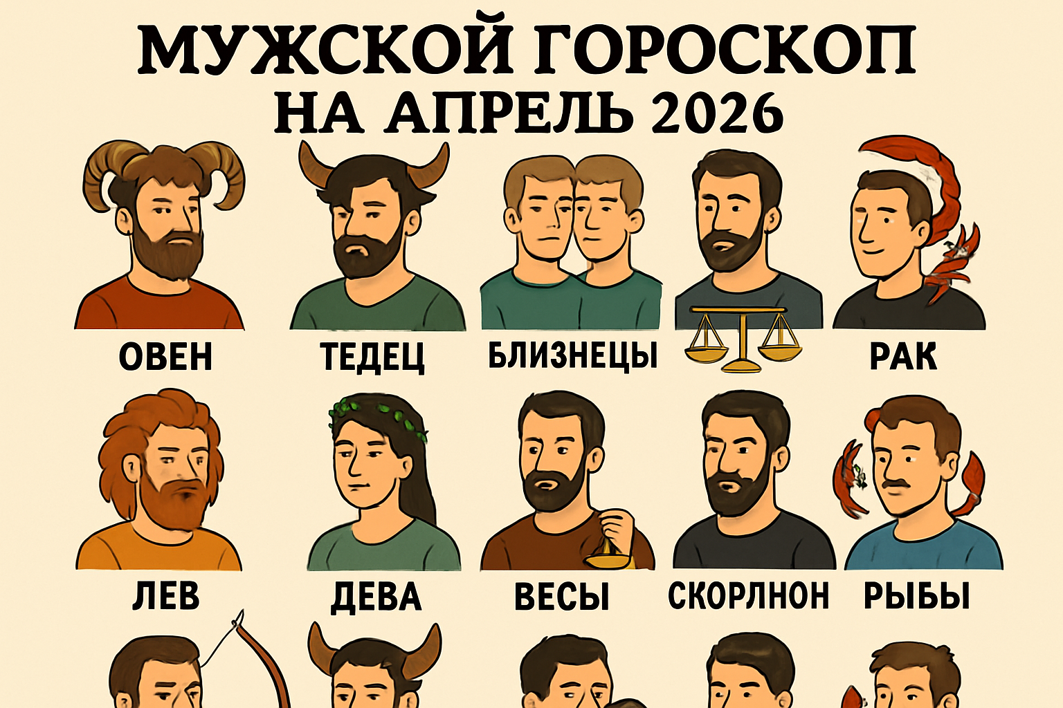 Мужской гороскоп на апрель 2026