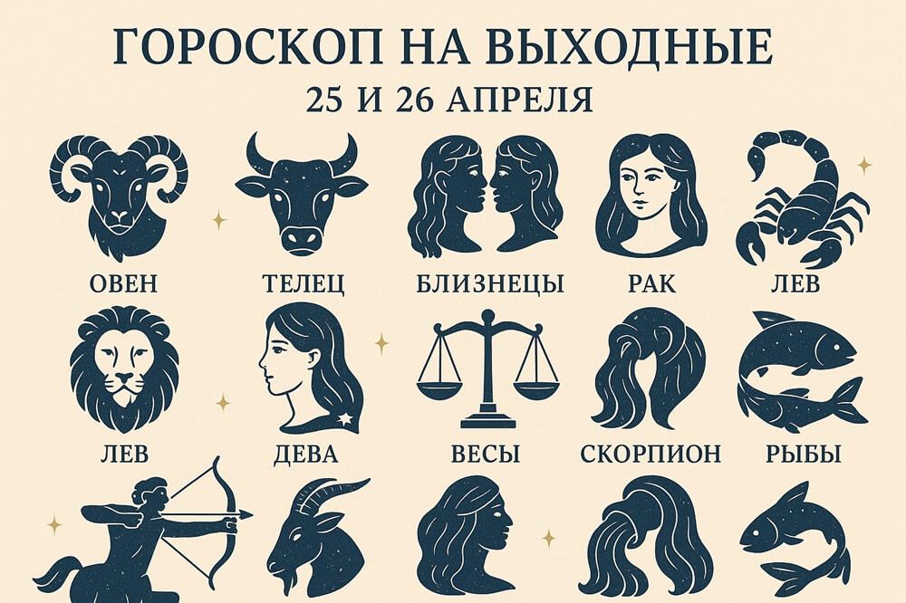 Гороскоп на выходные 25 и 26 апреля для всех зодиакальных знаков