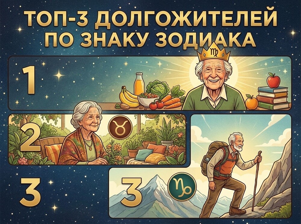 Топ-3 долгожителей по знаку зодиака