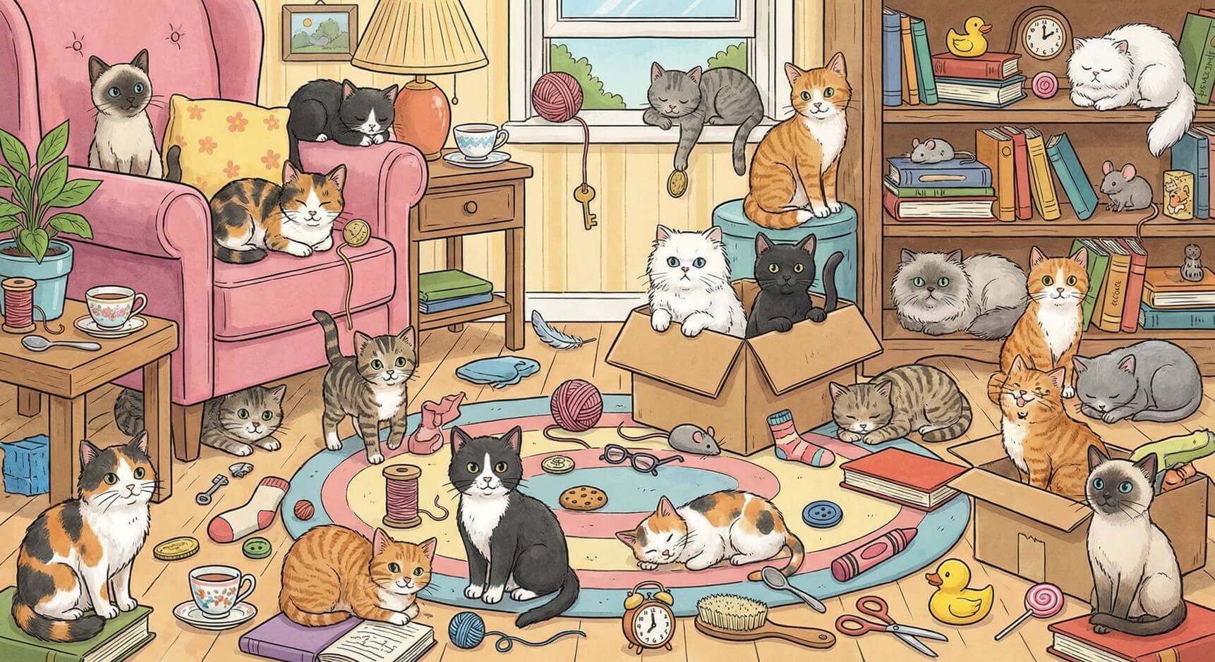 Найди котика без усов на картинке: Тренажёр для мозга!