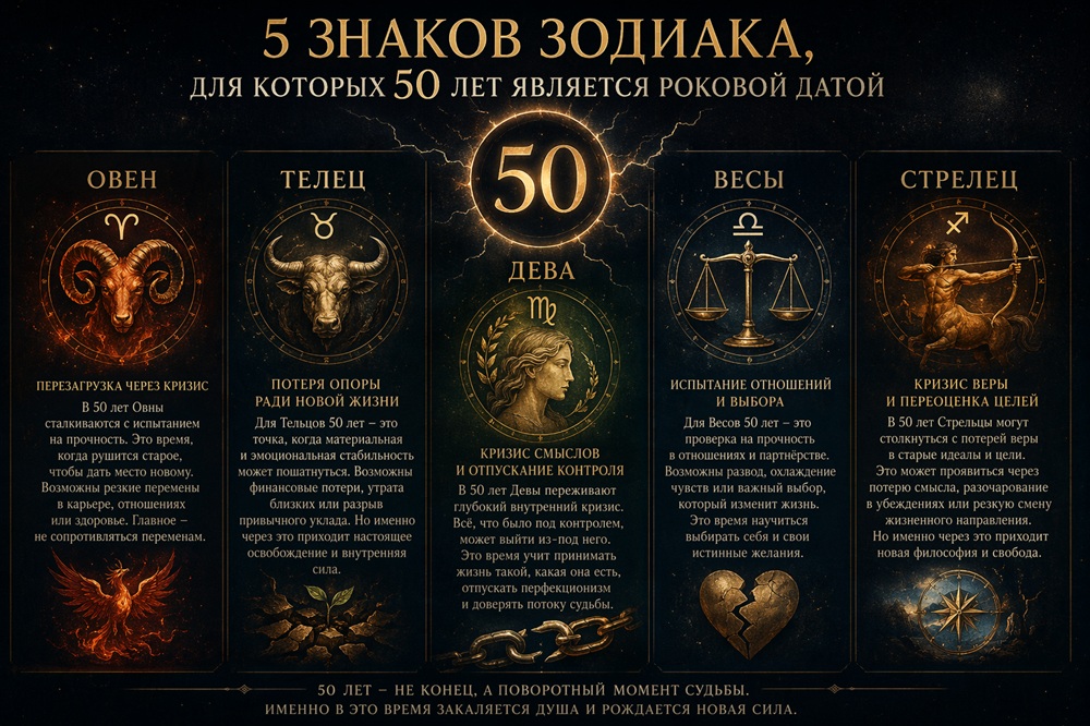5 знаков зодиака, для которых 50 лет является роковой датой