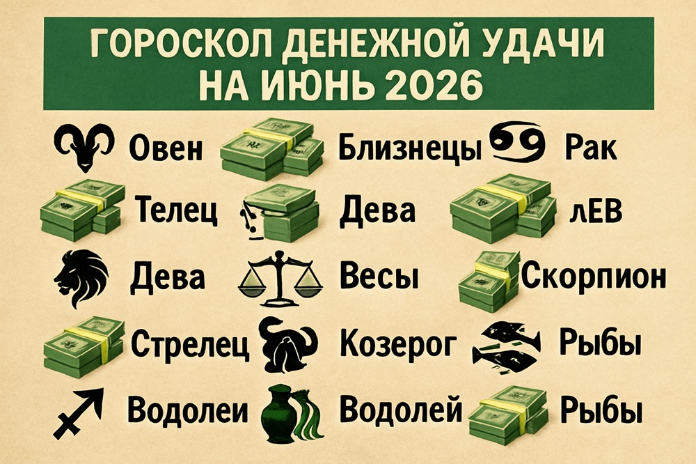 гороскоп денежной удачи на июнь 2026