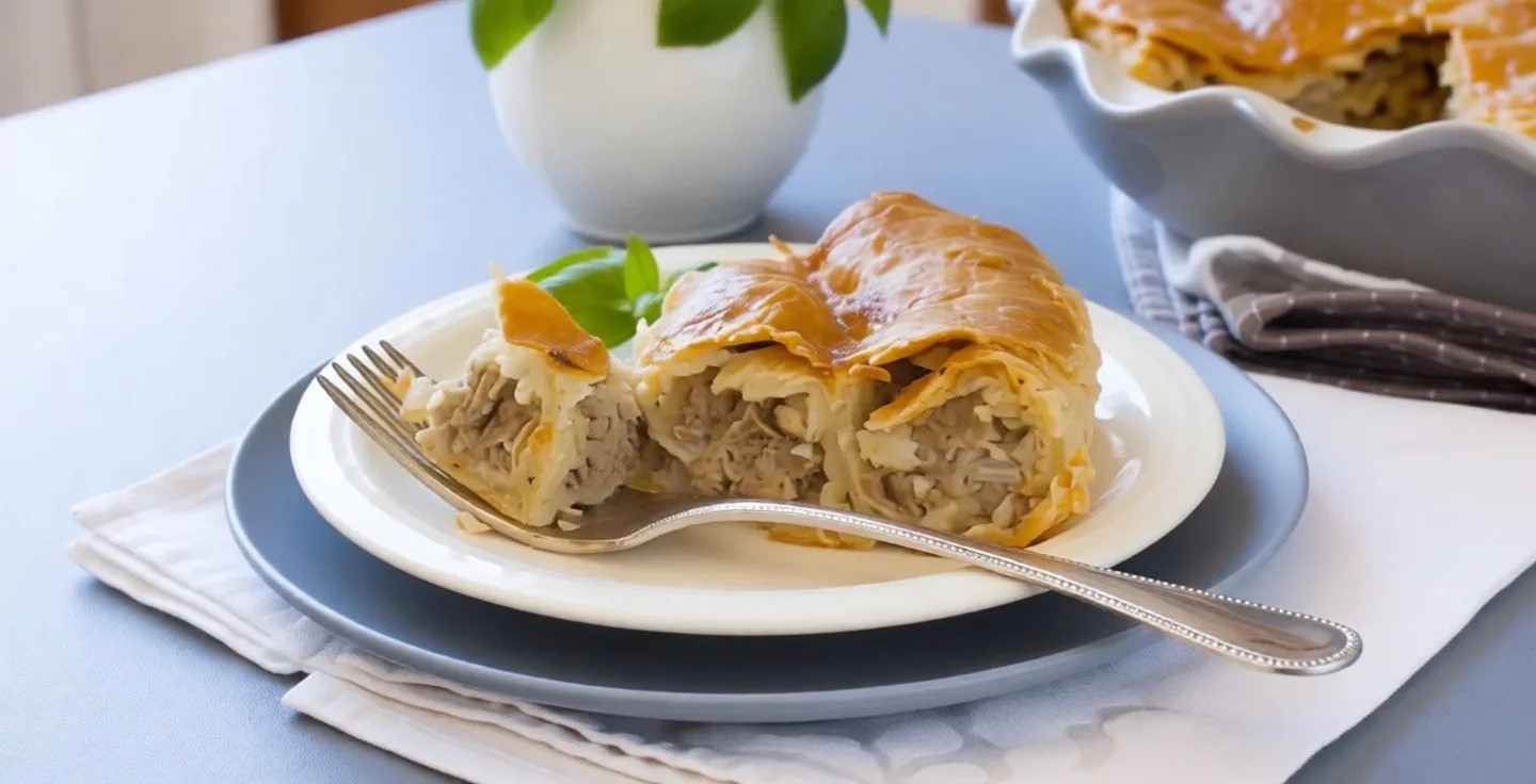 Сытная „улитка“: пирог из лаваша с мясной начинкой в духовке