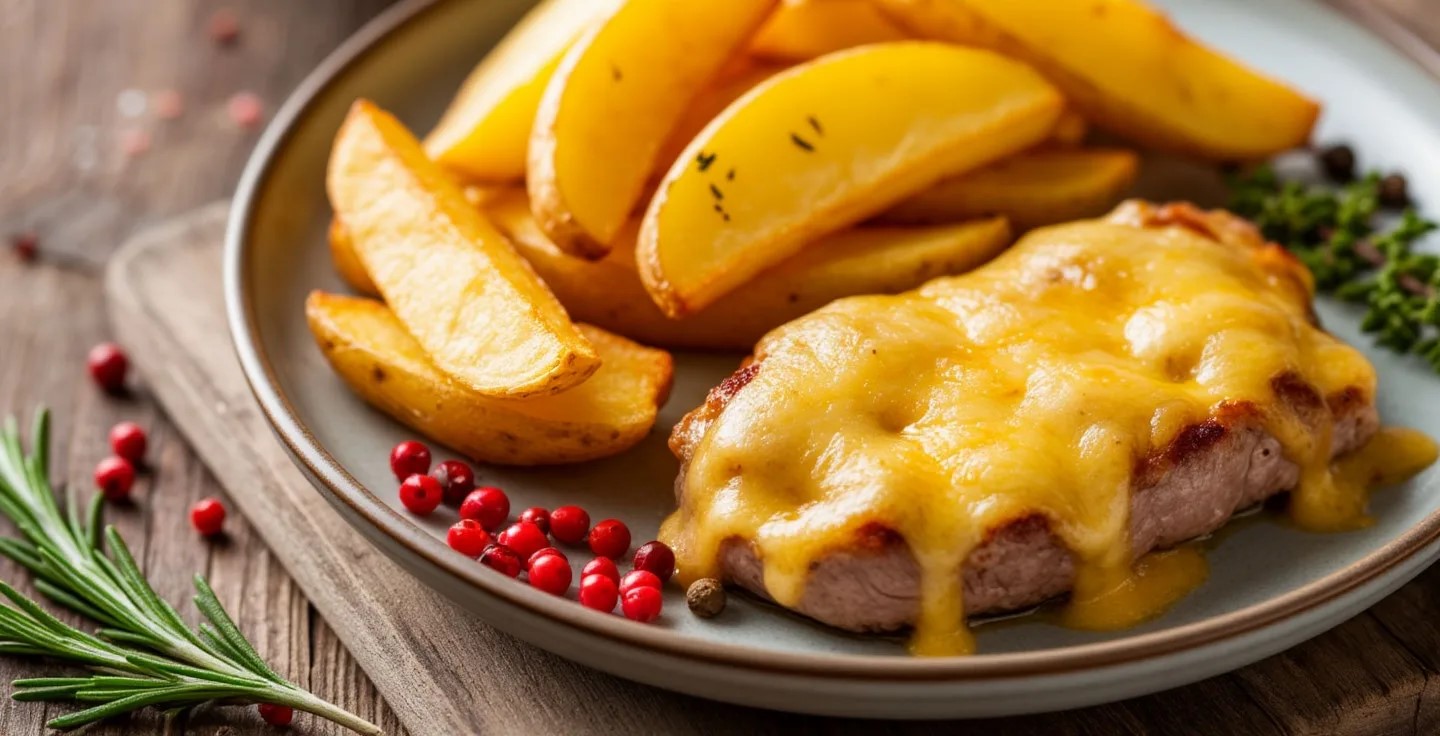Куриная грудка по‑французски под золотистой сырной шапкой