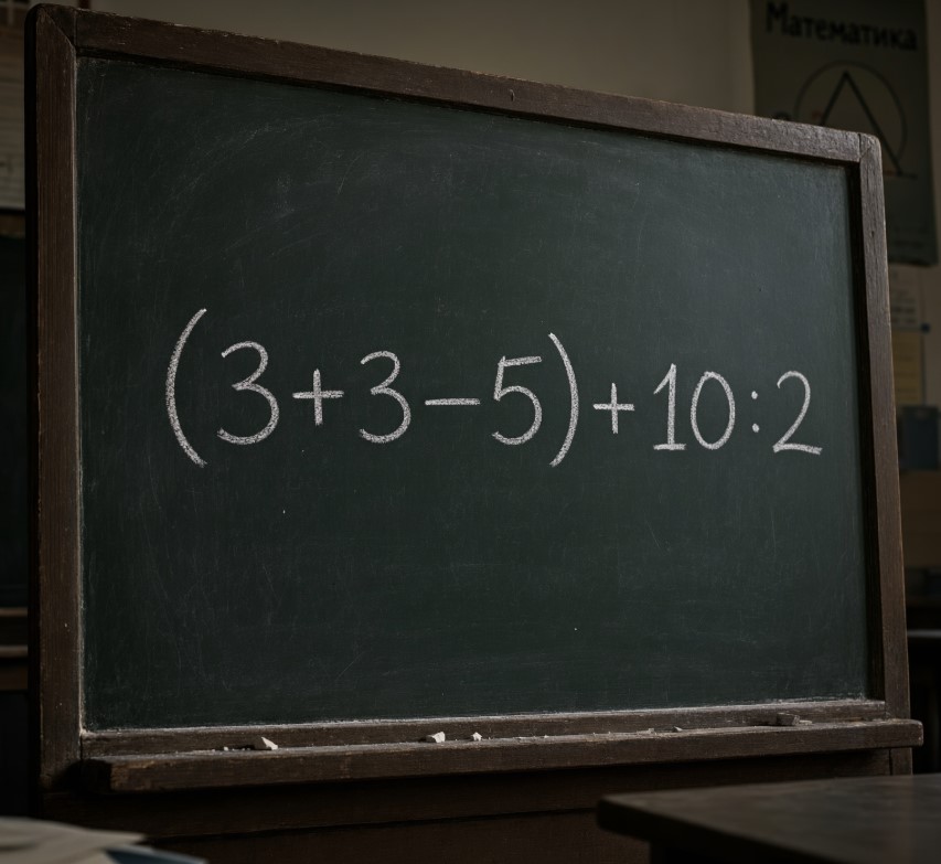 Проверь свои математические навыки: Реши пример (3+3−5)+10:2