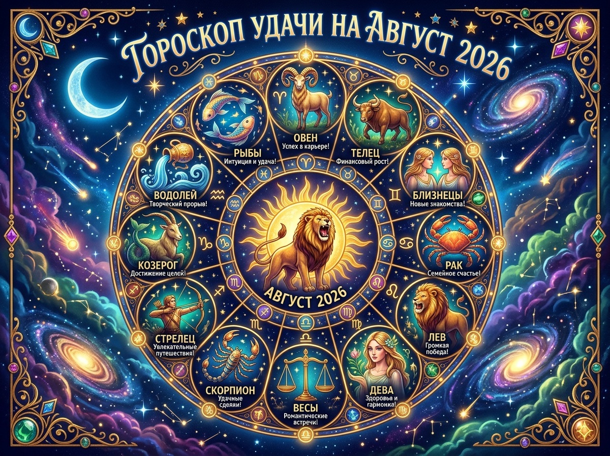 Гороскоп удачи на август 2026