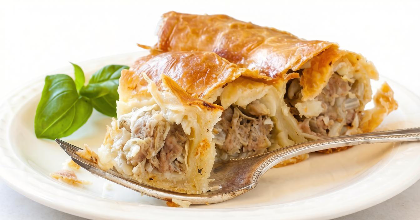 Сытный пирог‑улитка из лаваша с мясным фаршем