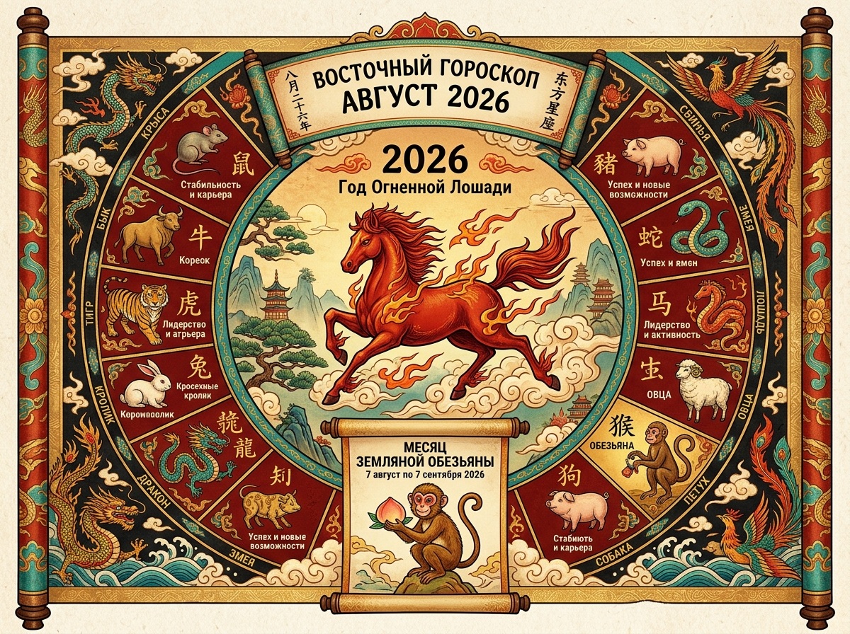 Восточный гороскоп на август 2026 года